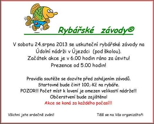 Rybářské závody, ryby, voda, hráz, Újezdec